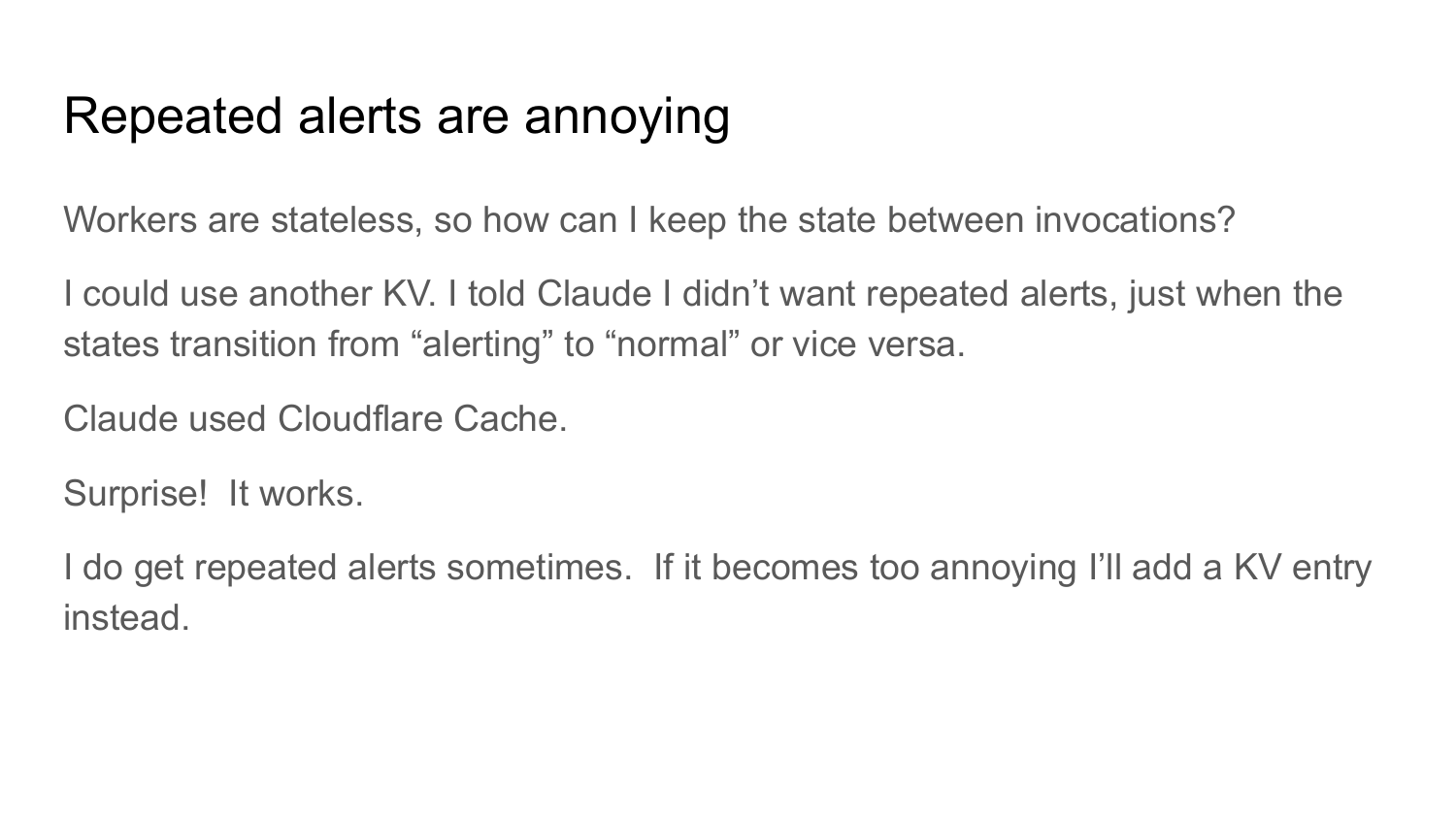 State diagram covering alert suppression